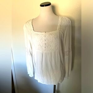 Maurices White Long Sleeve Blouse XL